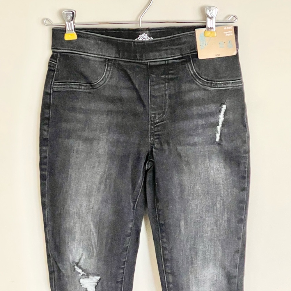 Thereabouts Superflex Jeggings Black Stretch Distressed Jeans Kids size 10 Reg - Picture 2 of 6